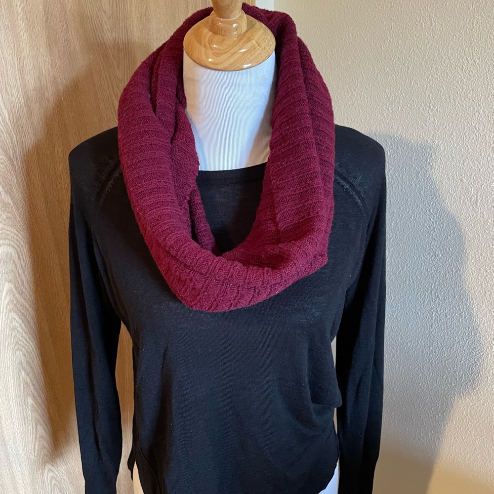 Red Ribbed Infinity Scarf